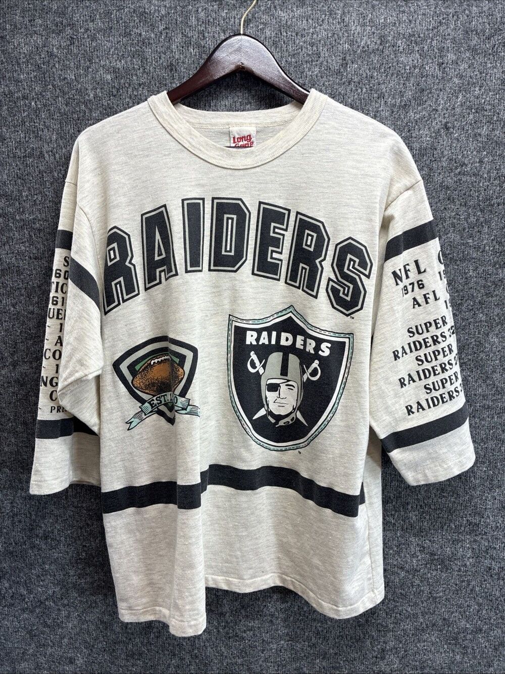 Vintage Los Angeles Raiders Shirt Long Gone Gray NFL Football USA 1991 Large